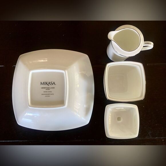Mikasa Venetian Lace Bone China Serving Bowl -Sugar -Creamer Discontinued Piece - Picture 12 of 16